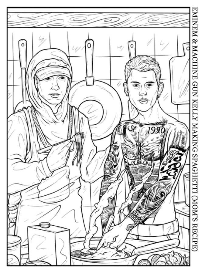 Eminem and Machine Gun Kelly Cook Spaghetti coloring page Download