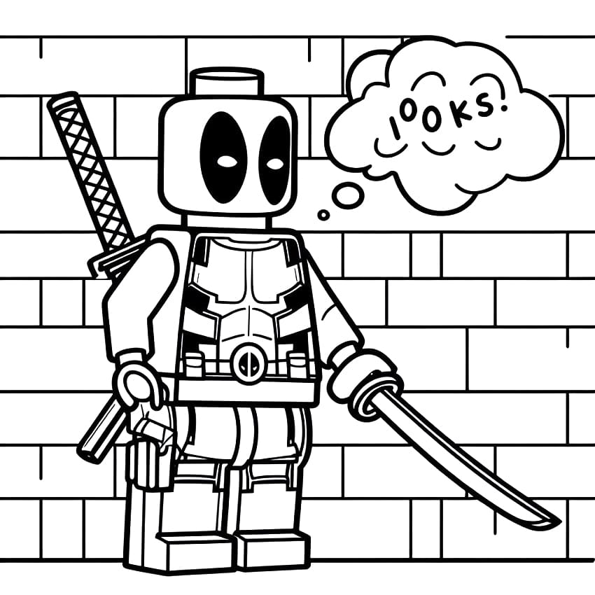 Lego Deadpool Thinking coloring page Download, Print or Color Online
