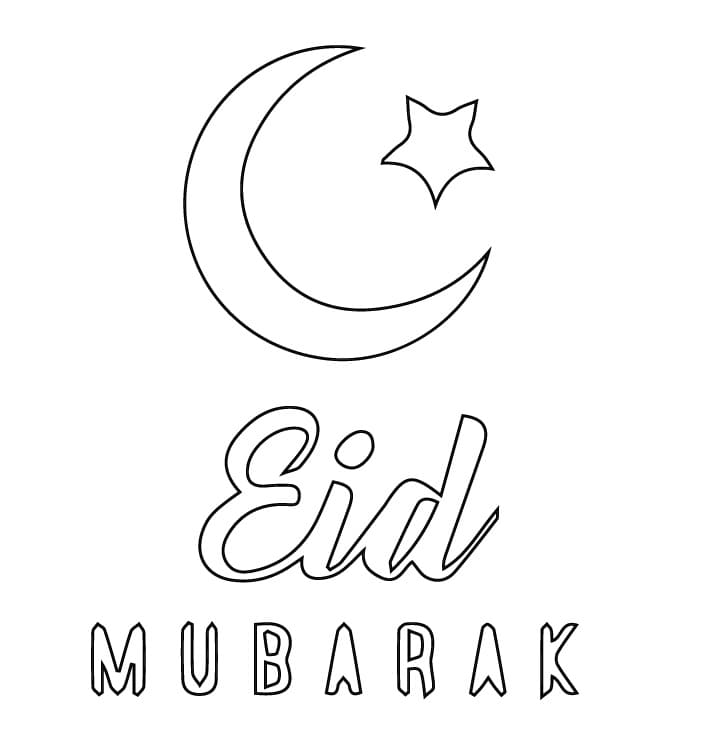 Simple Eid Mubarak coloring page - Download, Print or Color Online for Free