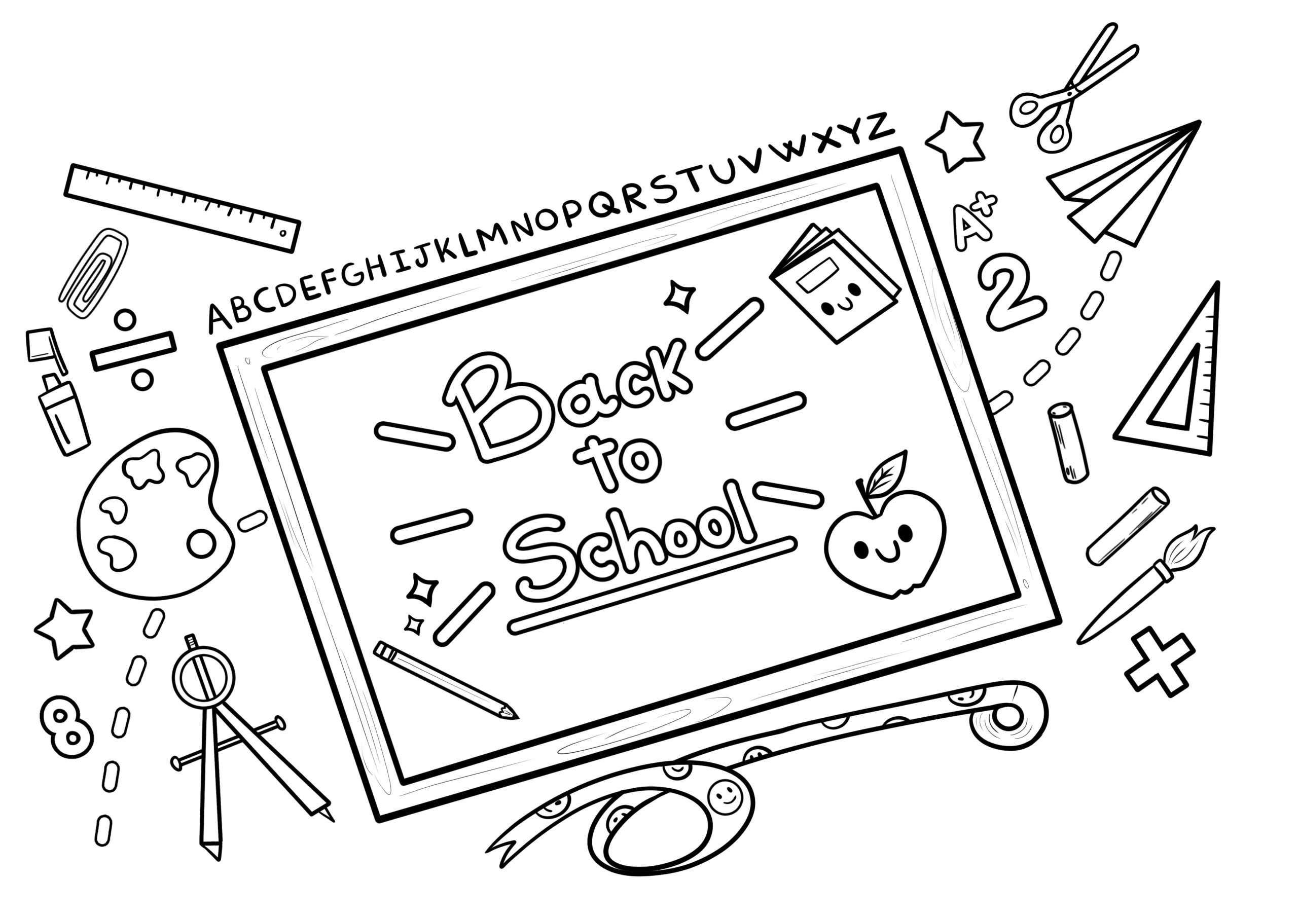 Back To School For Free coloring page Download, Print or Color Online for Free