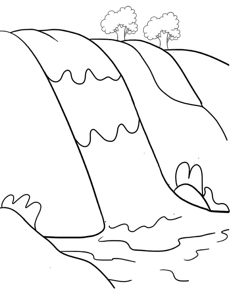 Easy Waterfall coloring page Download, Print or Color Online for Free