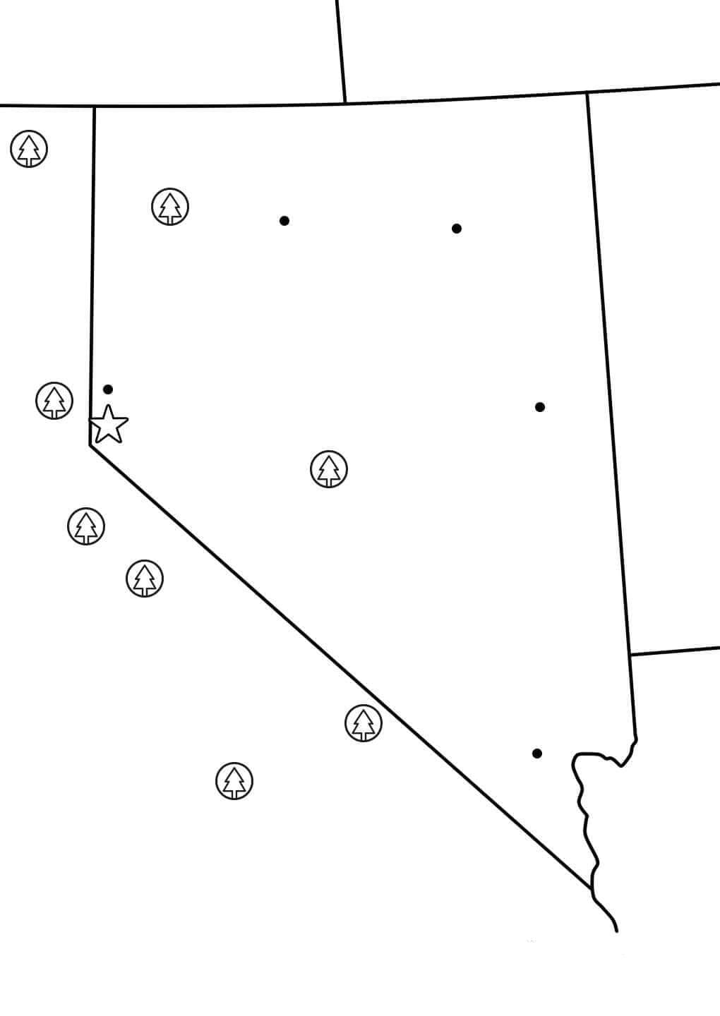 Nevada Map coloring page Download, Print or Color Online for Free