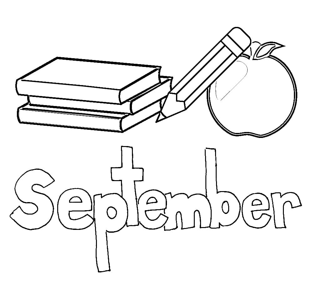 September with Books coloring page Download, Print or Color Online