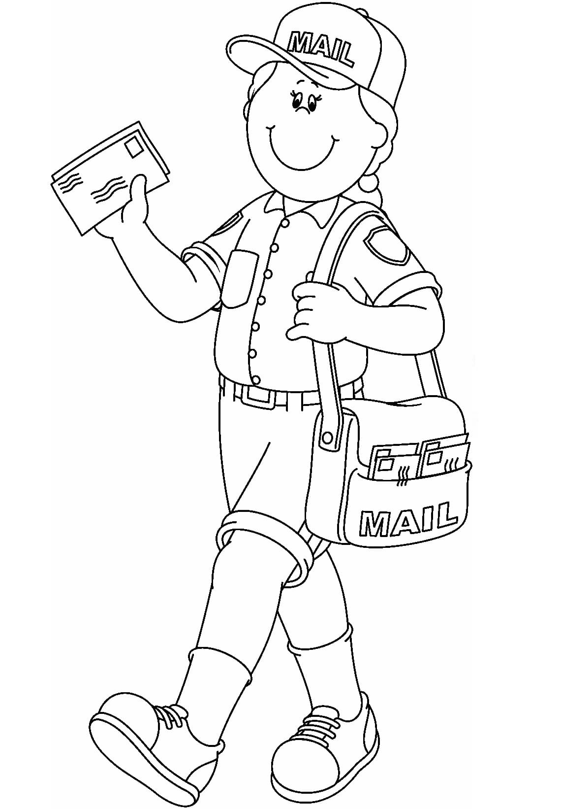 Smiling Postman coloring page Download, Print or Color Online for Free