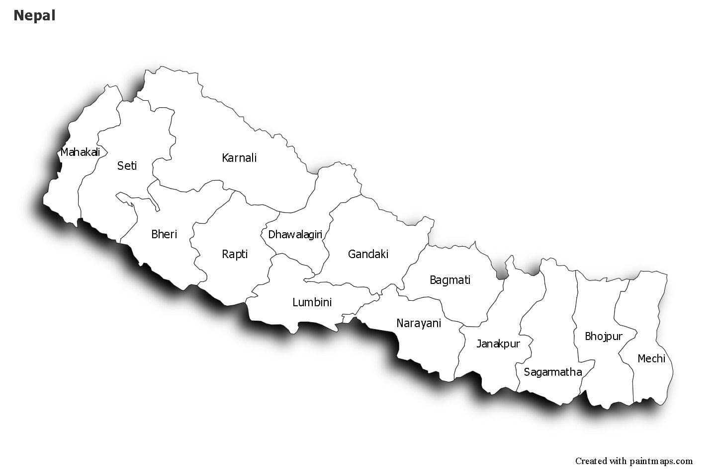 Nepal Map Image coloring page Download, Print or Color Online for Free