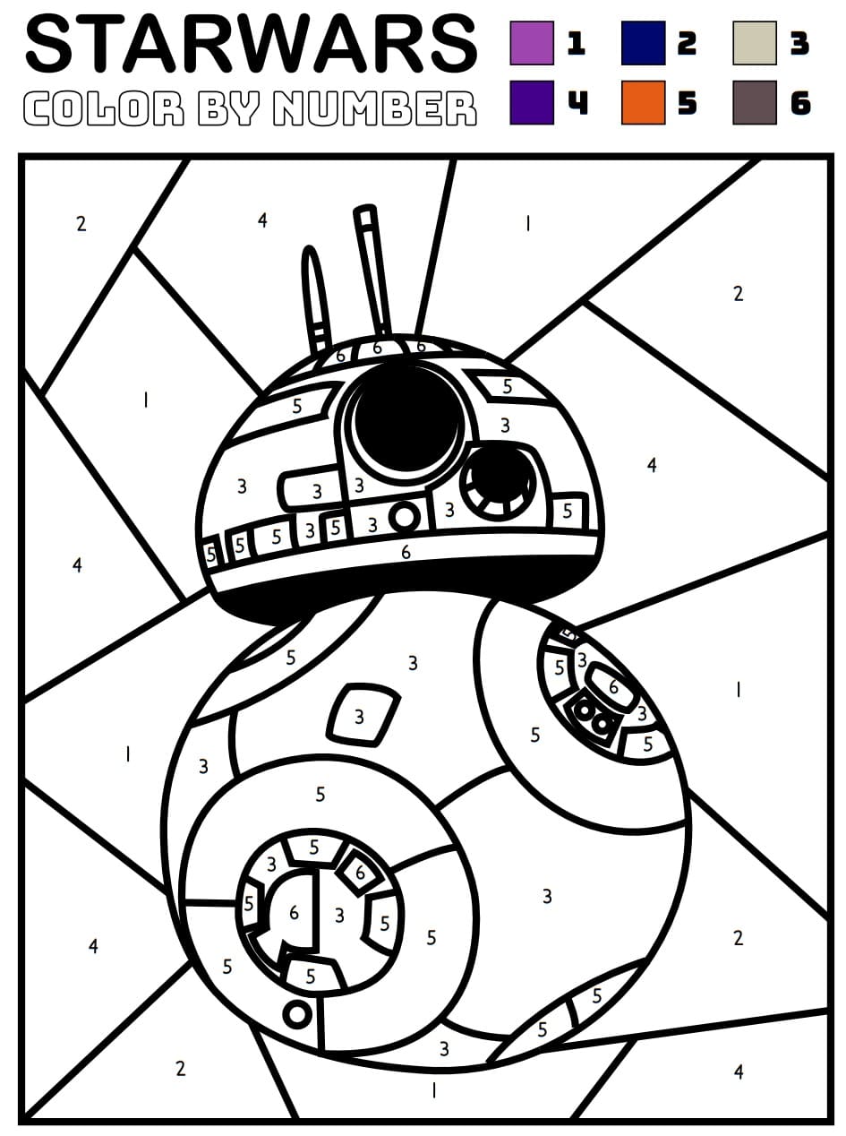 Free Star Wars Color by Number For Kids coloring page Download, Print