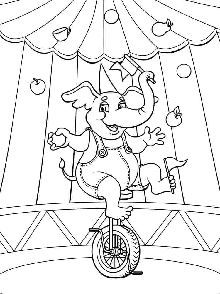 Fun Circus Elephant coloring page Download, Print or Color Online for