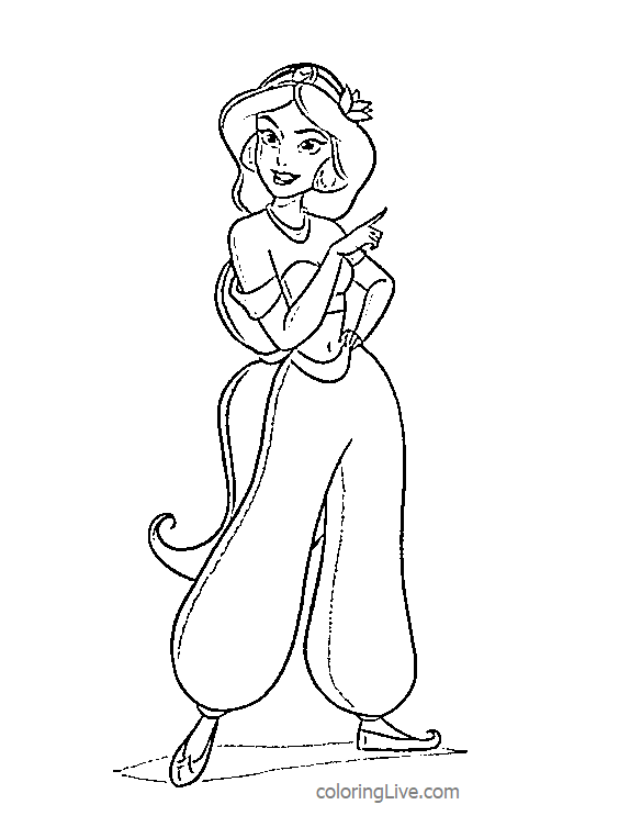 Princess Jasmine And Tiger Coloring Pages