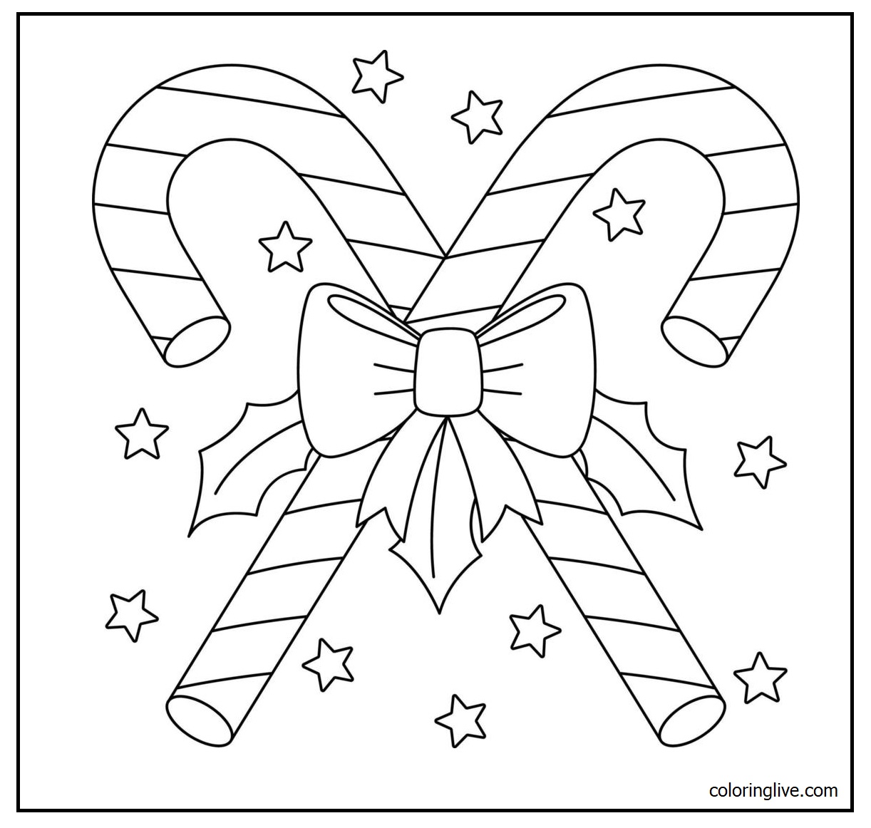 Candy Cane Coloring Pages (13 Printable Sheets, Simple to Draw, Easy
