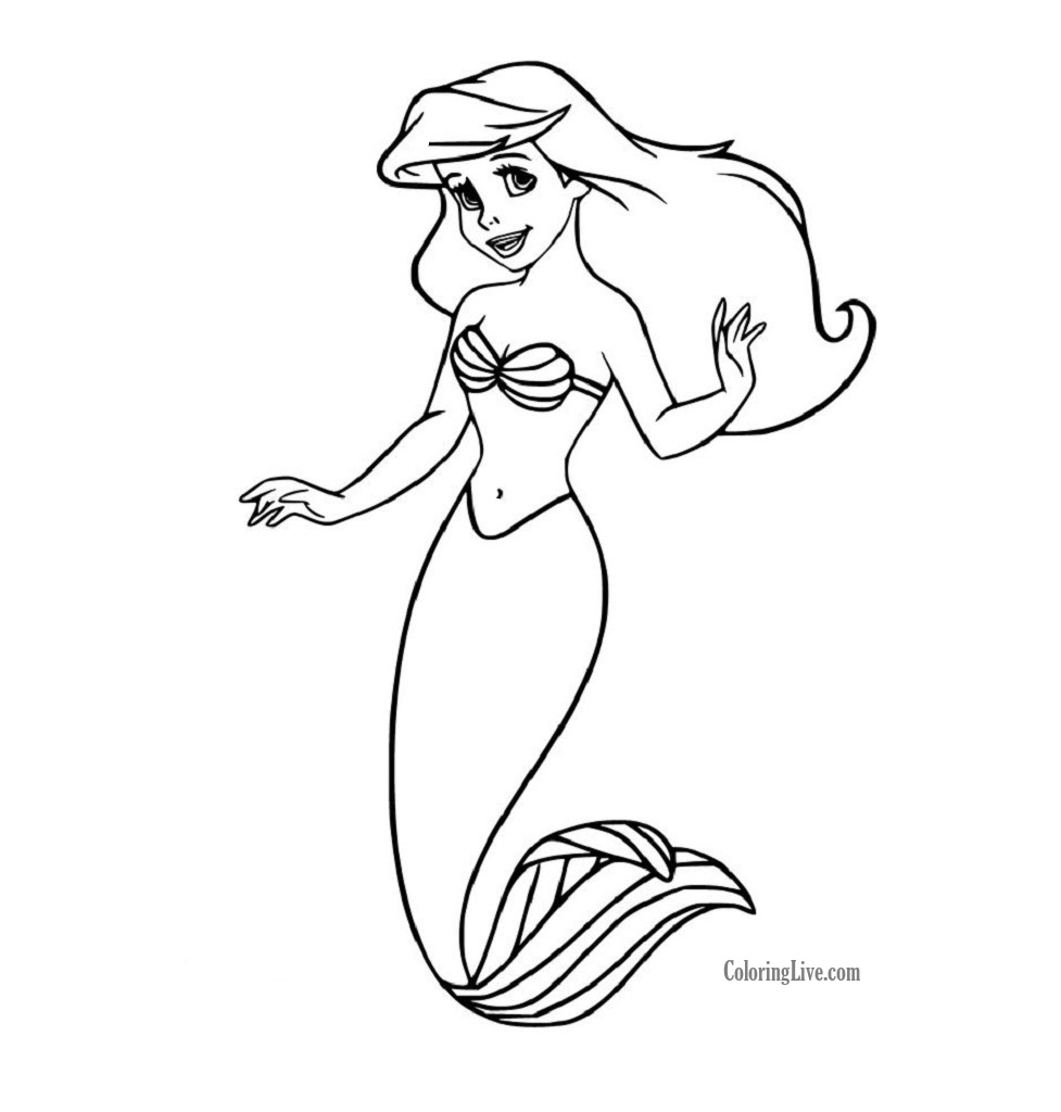 Princess Ariel (the Little Mermaid) Coloring Pages for Kids (Printable