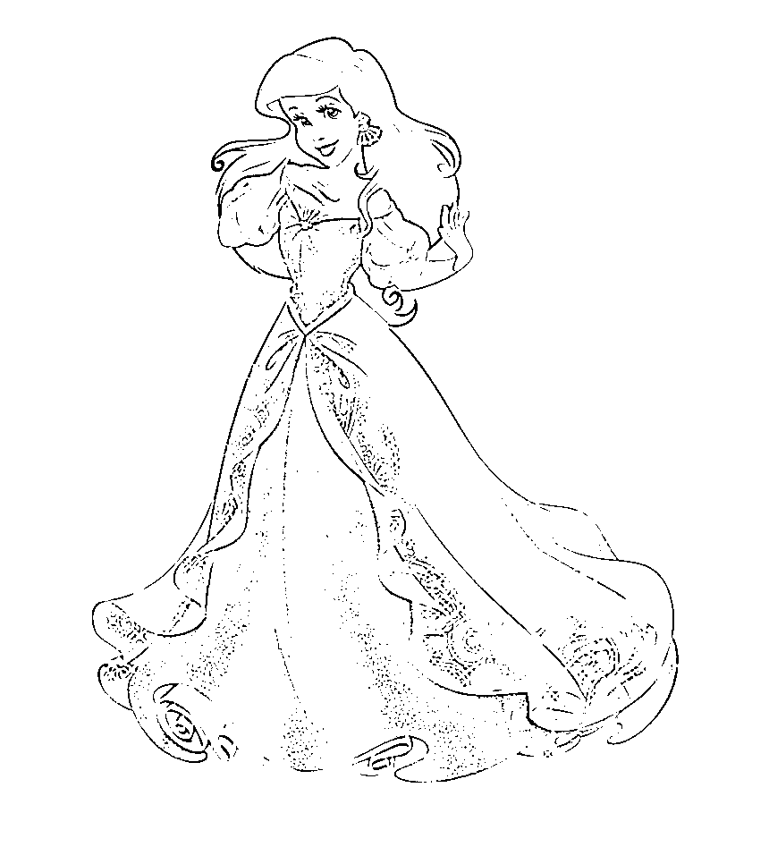 Ariel wears dress coloring sheet. Coloring Page (Princess Ariel) 114