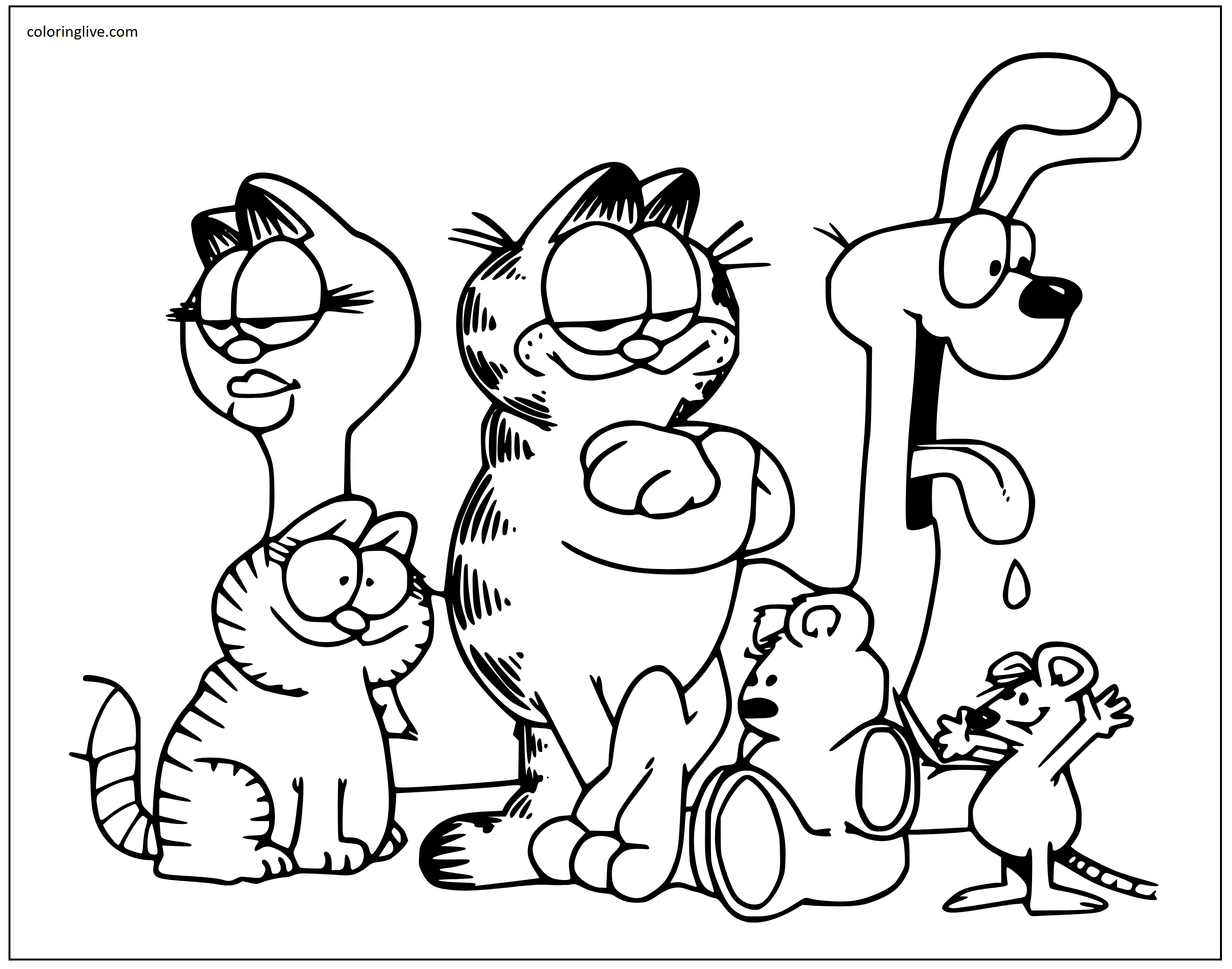 Garfield Odie Coloring Pages (20 Printable Sheets, Simple to Draw, Easy