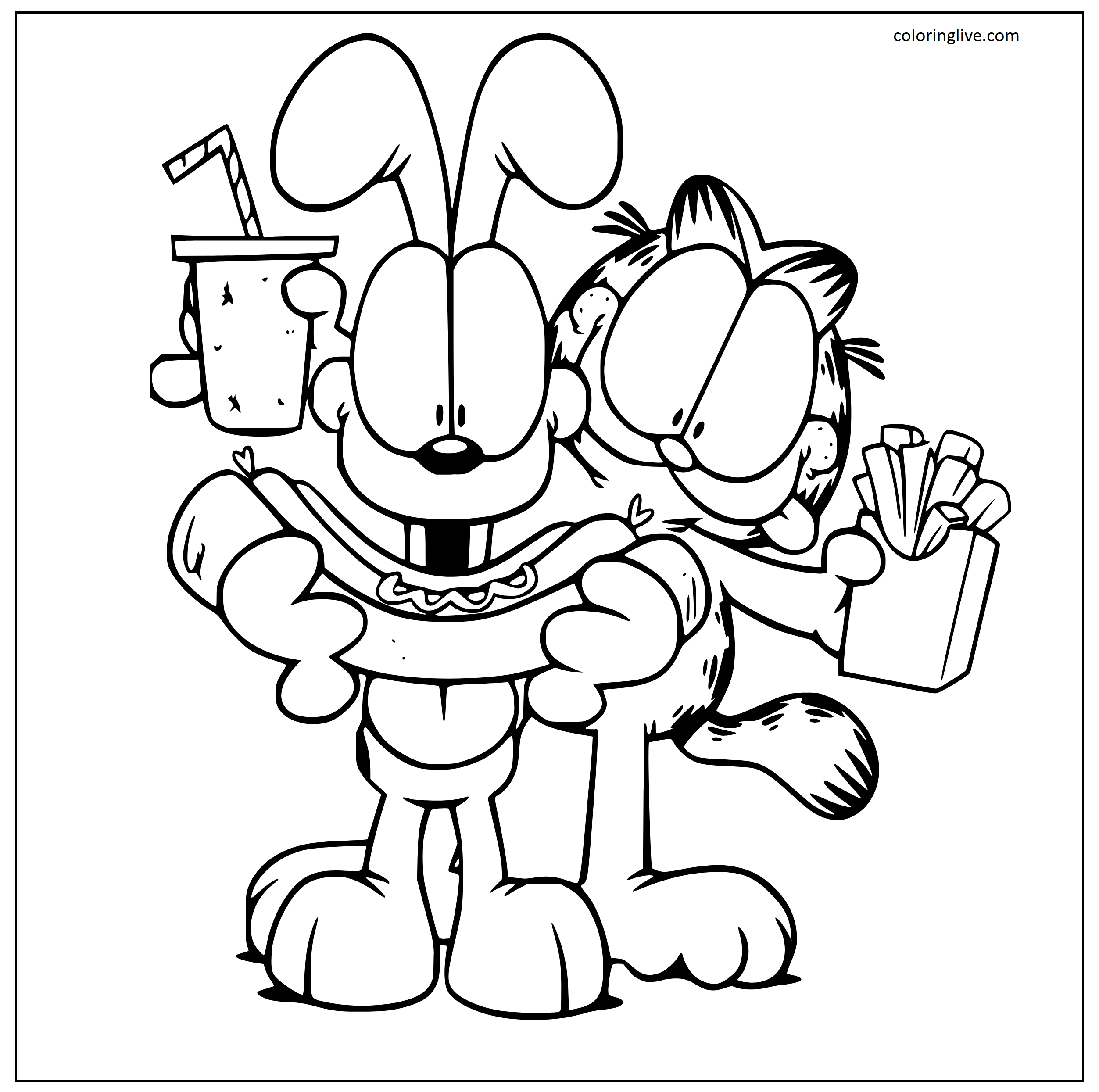 Garfield Odie Coloring Pages (20 Printable Sheets, Simple to Draw, Easy