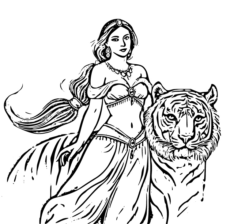 Real Princess Jasmine and her tiger! (from Movie) Coloring Page (Princess Jasmine) 577