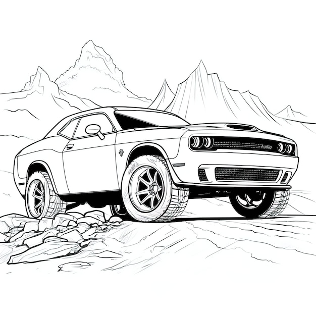 Dodge Challenger Hellcat Standing On A Coloring Nation
