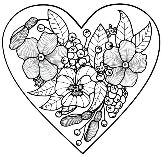Coloring 45 Coloring Page Of Hearts And Flowers Image Inspirations