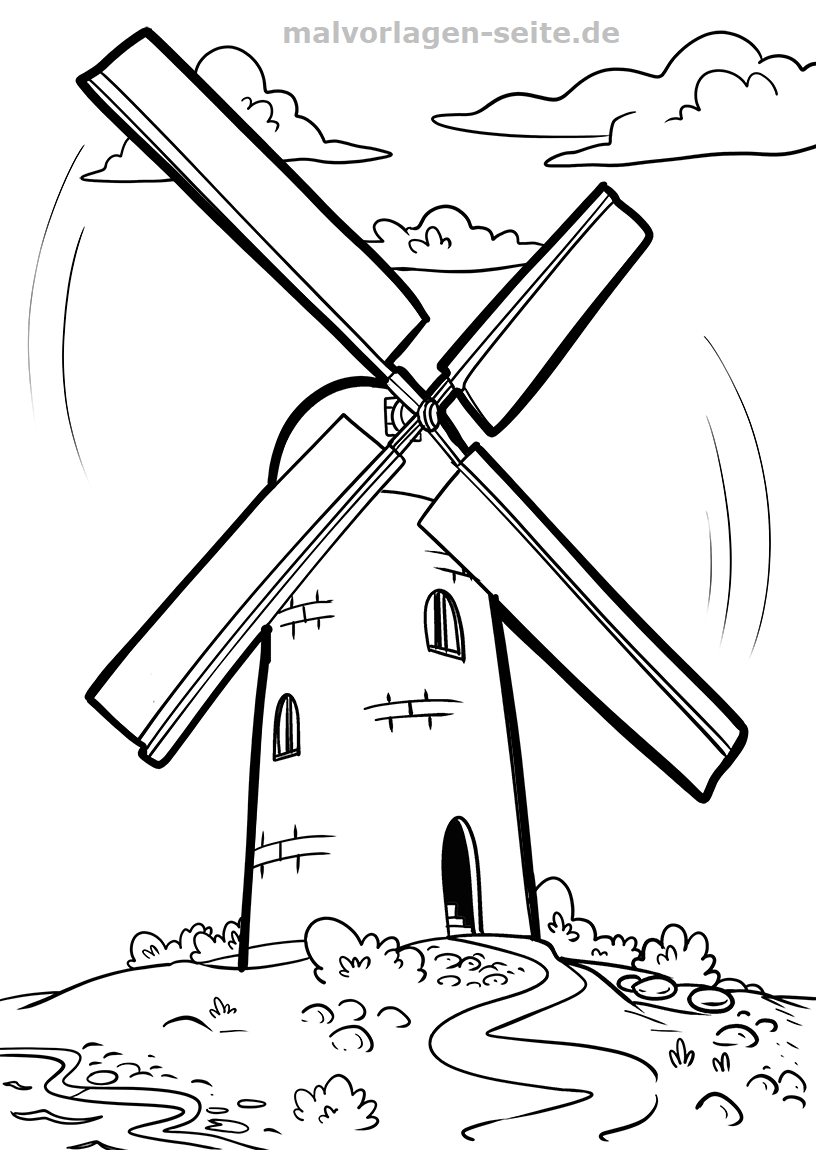 Windmill Coloring Pages Coloring Nation