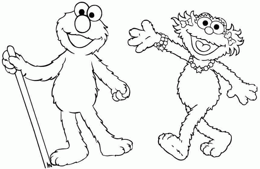 Colouring Sheets Cartoon Sesame Street Elmo And Zoe Free For Coloring