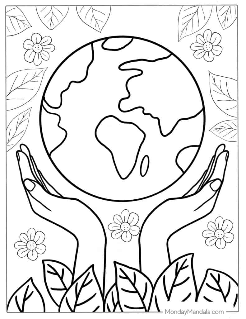 Earth Coloring Page Free PDF Printables Coloring Nation
