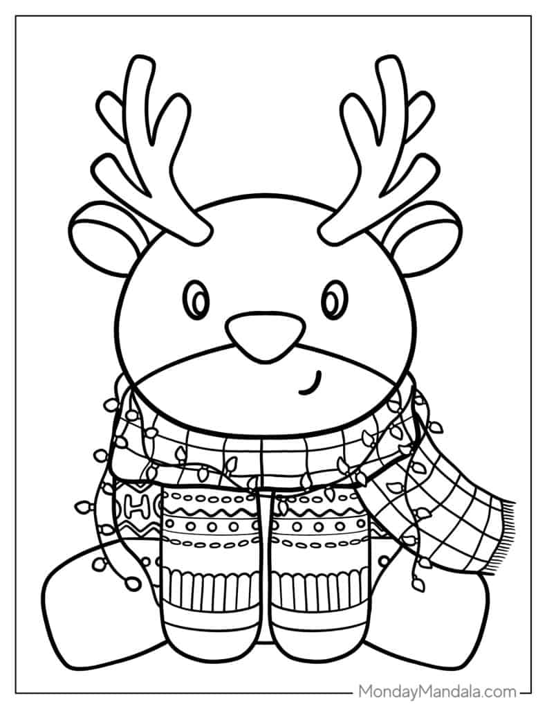 Christmas Deer Coloring Pages Coloring Nation