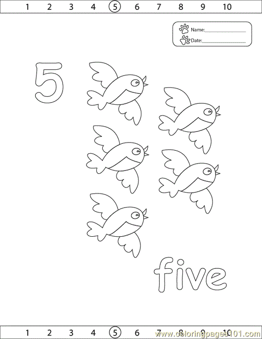 Number 5 Coloring Pages - Coloring Nation