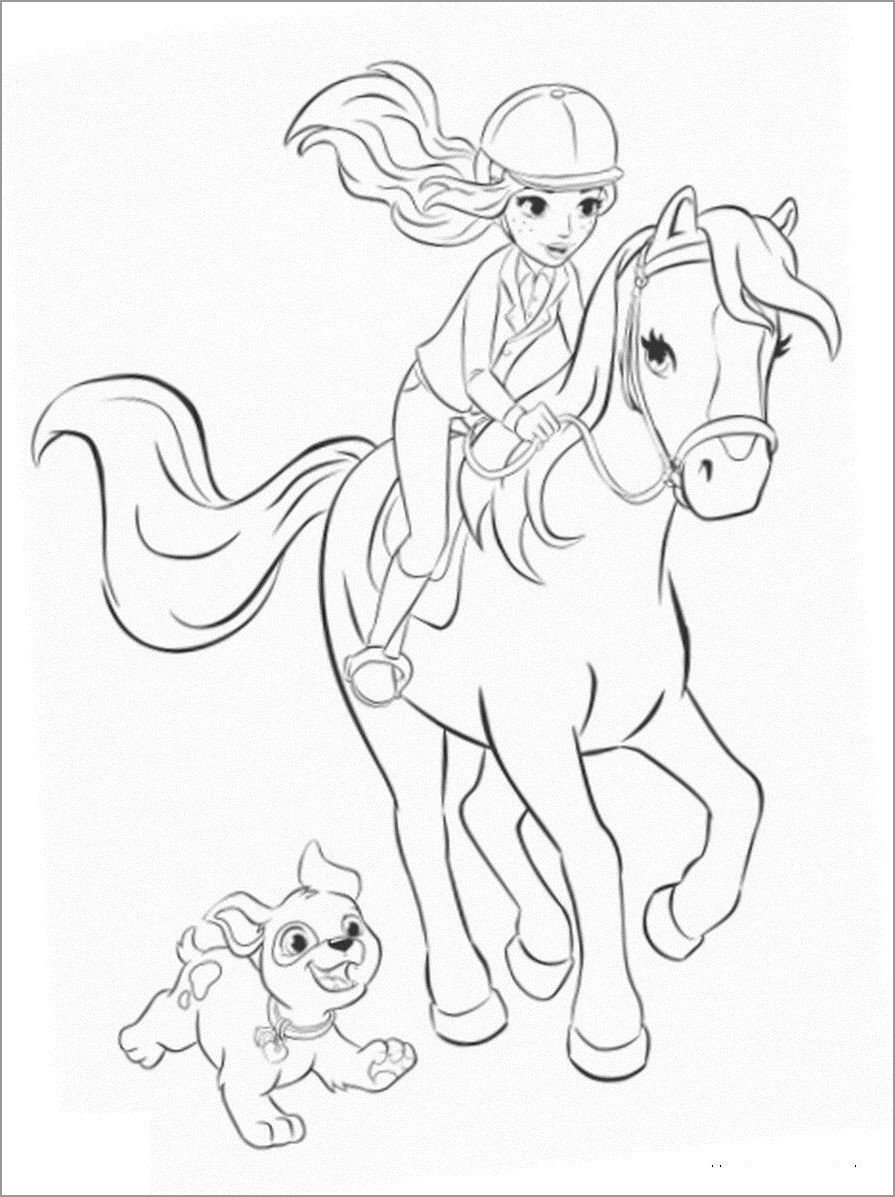 Barbie Ride Horse Coloring Page Coloring Nation