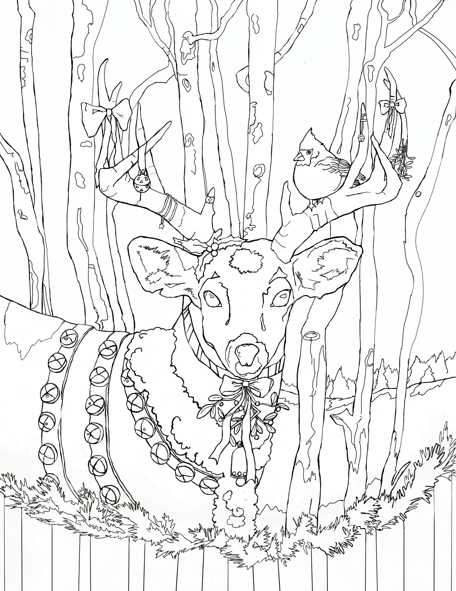 Christmas Deer Coloring Pages Coloring Nation