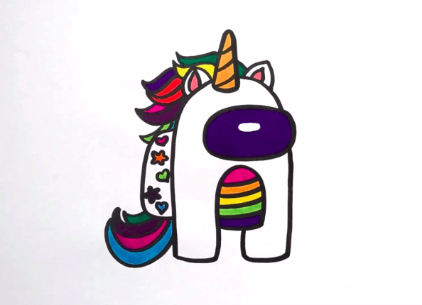 Among Us Unicorn Coloring Page - Free Printable Coloring Pages for Kids