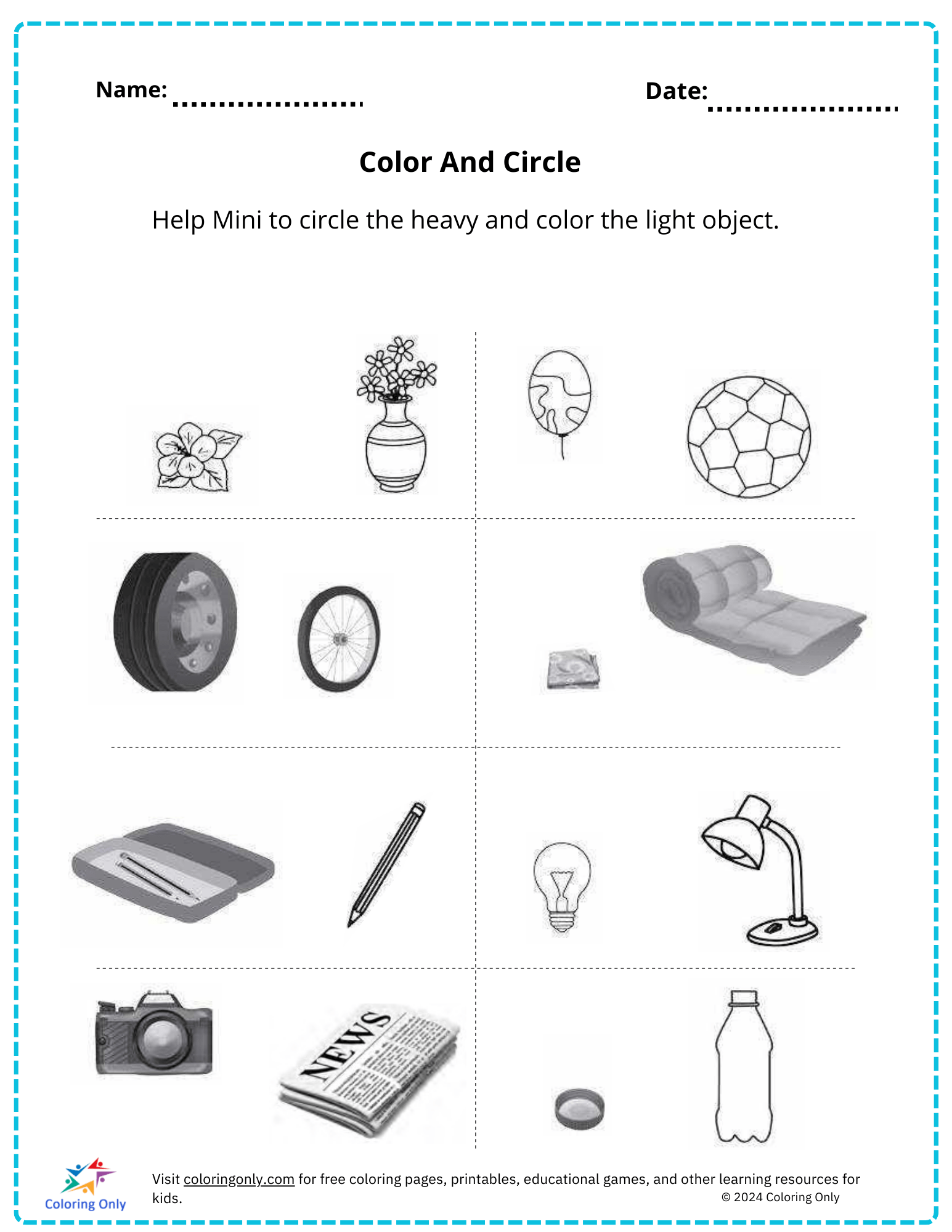 Color And Circle free Printable Worksheet