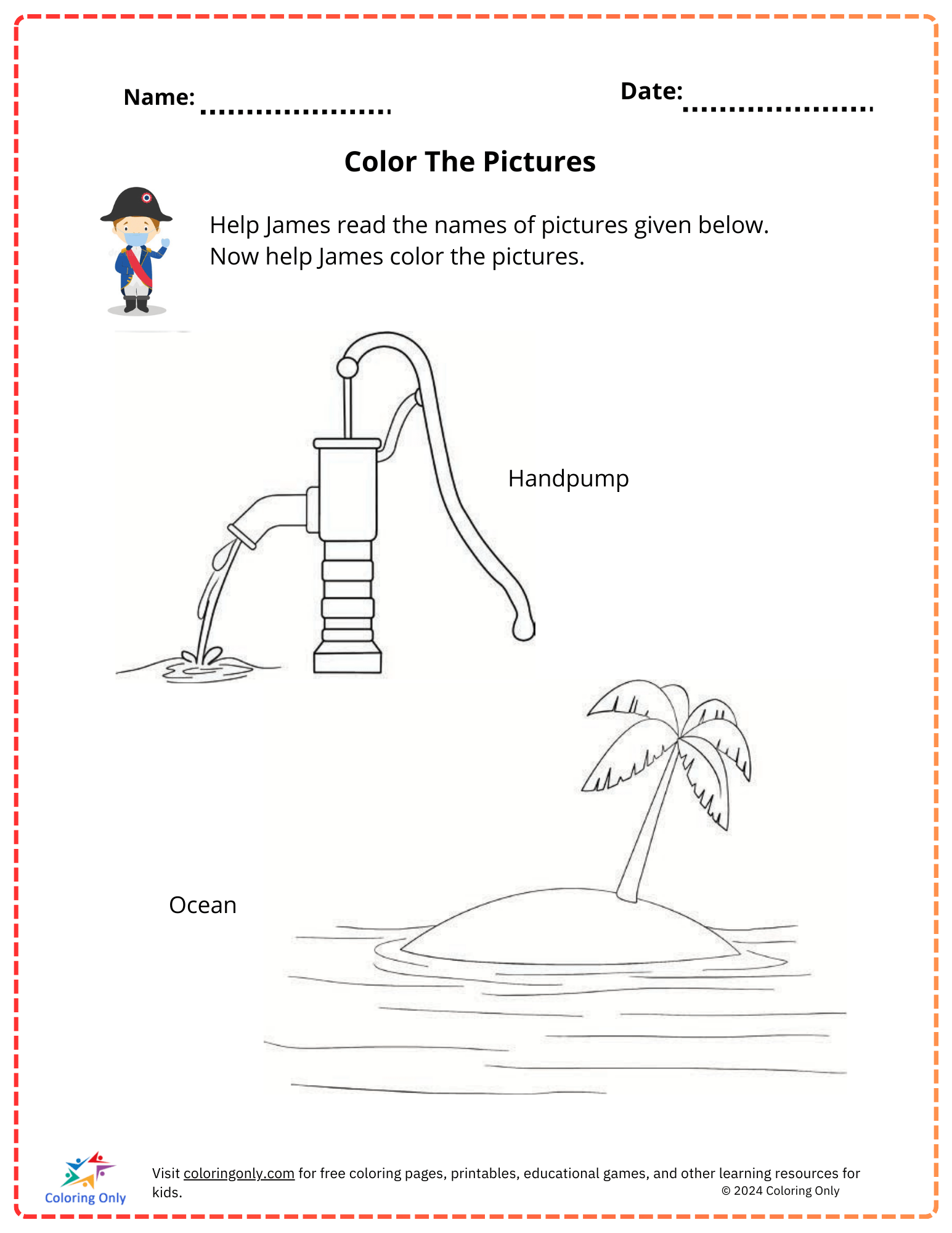 Color The Pictures Free Printable Worksheet