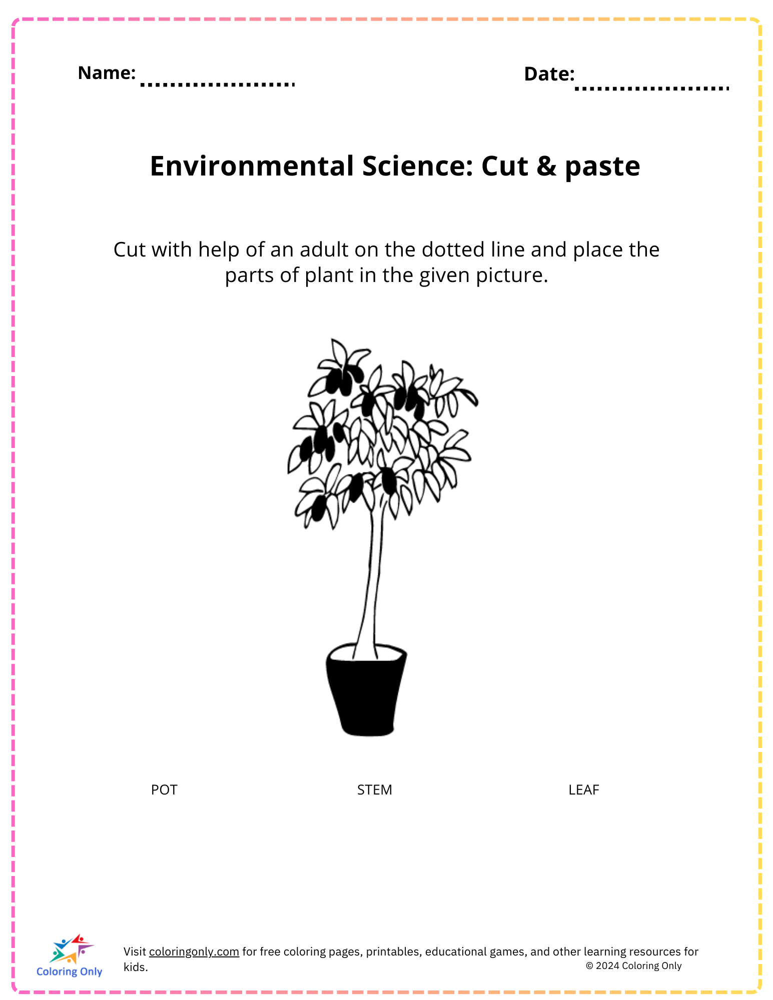 Environmental Science: Cut & paste Free Printable Worksheet