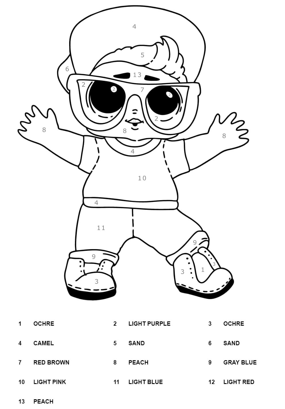 LOL Surprise Color By Number Free Printable Coloring Pages for Kids