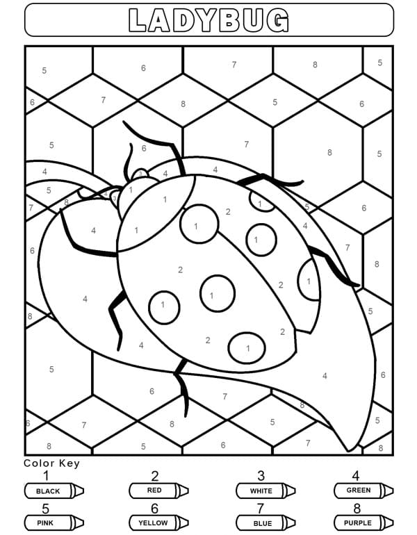 Ladybug Color by Number Coloring Page Free Printable Coloring Pages