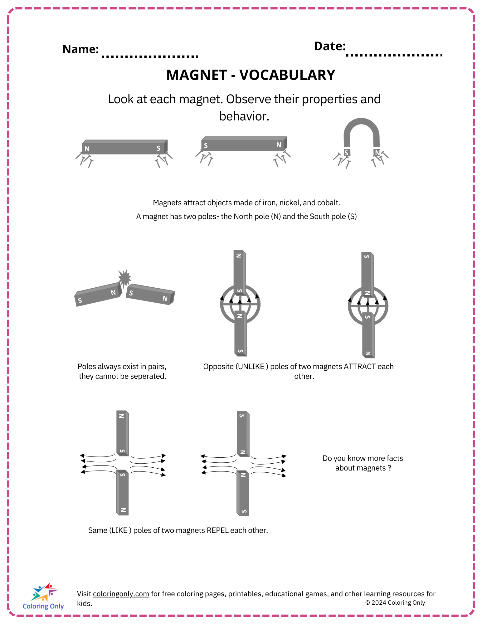 VOCABULARY Free Printable Worksheet