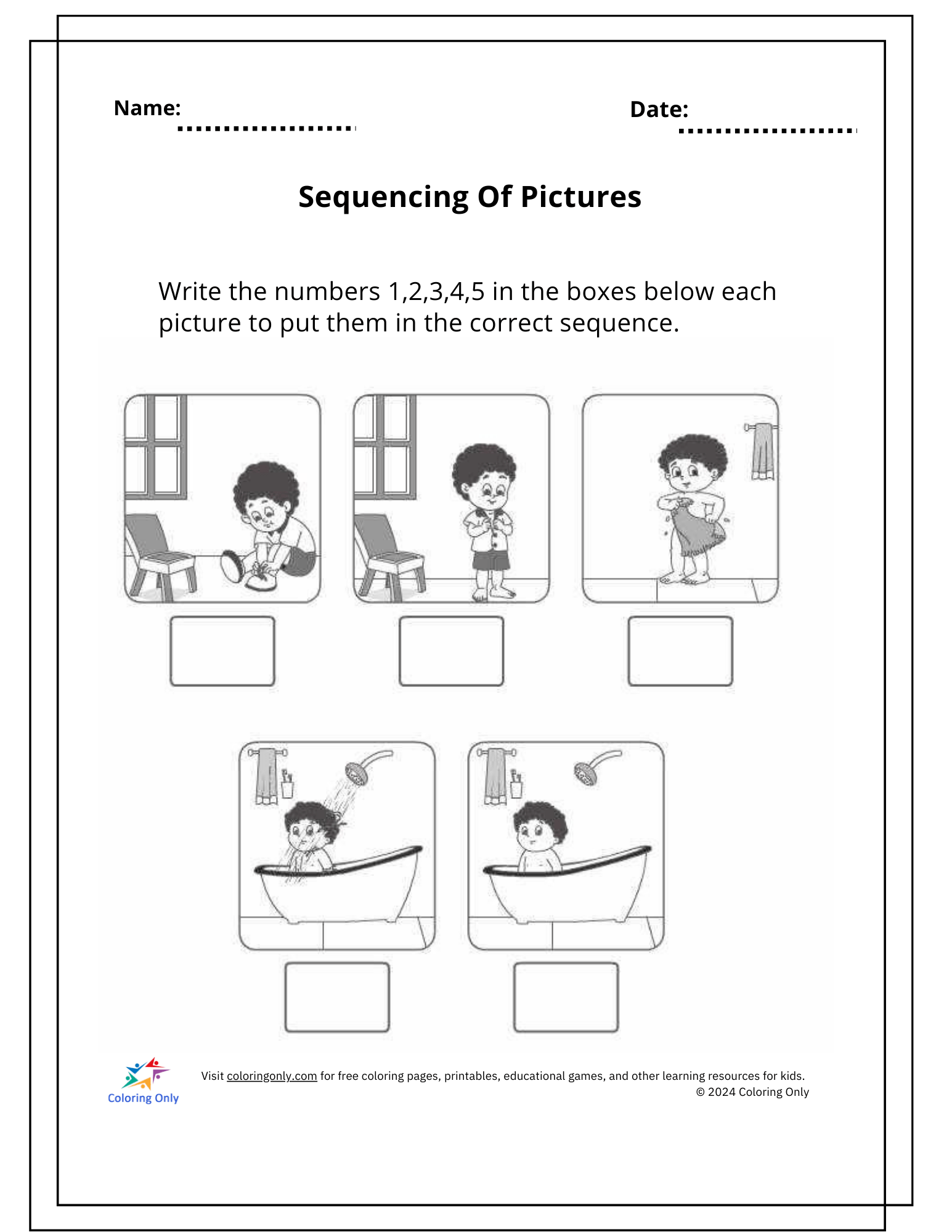 Sequencing Worksheet For Kindergarten Free Printable