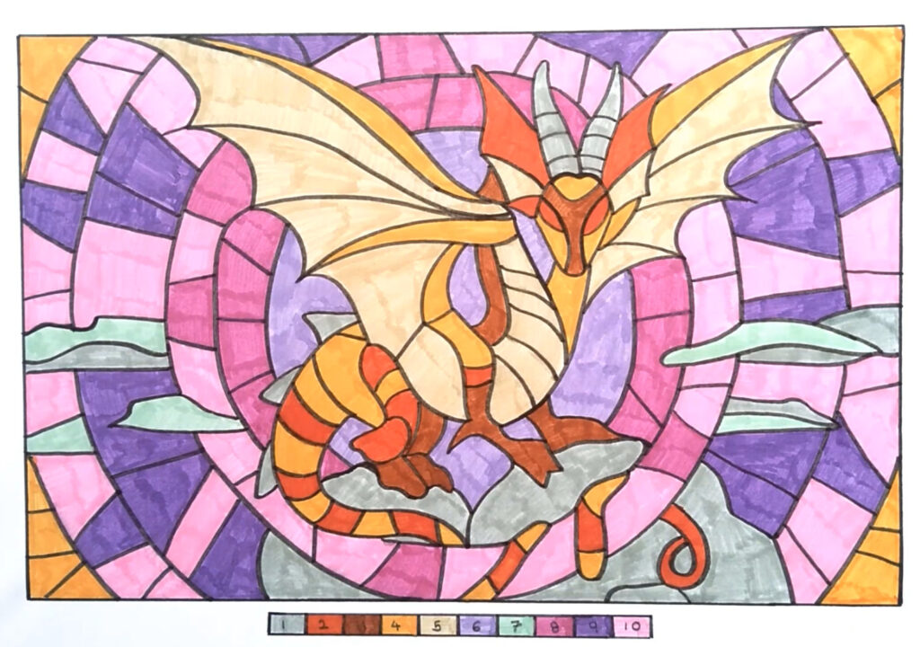 Dragon Color by Number Coloring Page Free Printable Coloring Pages