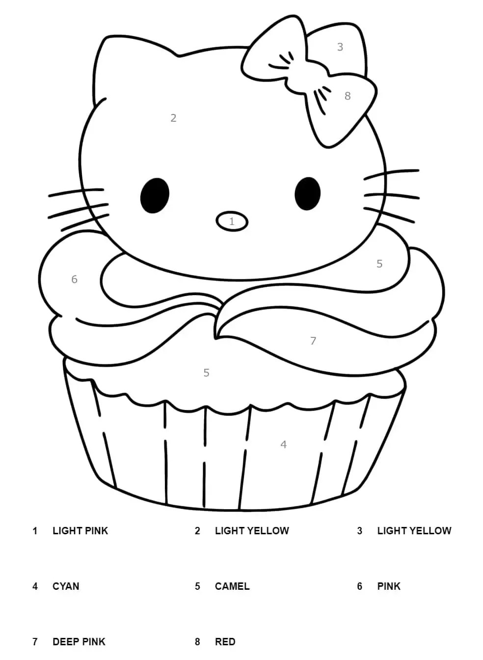 Lovely Hello Kitty Color By Number Coloring Page Free Printable