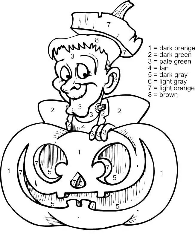 Halloween Color by Number Coloring Page
