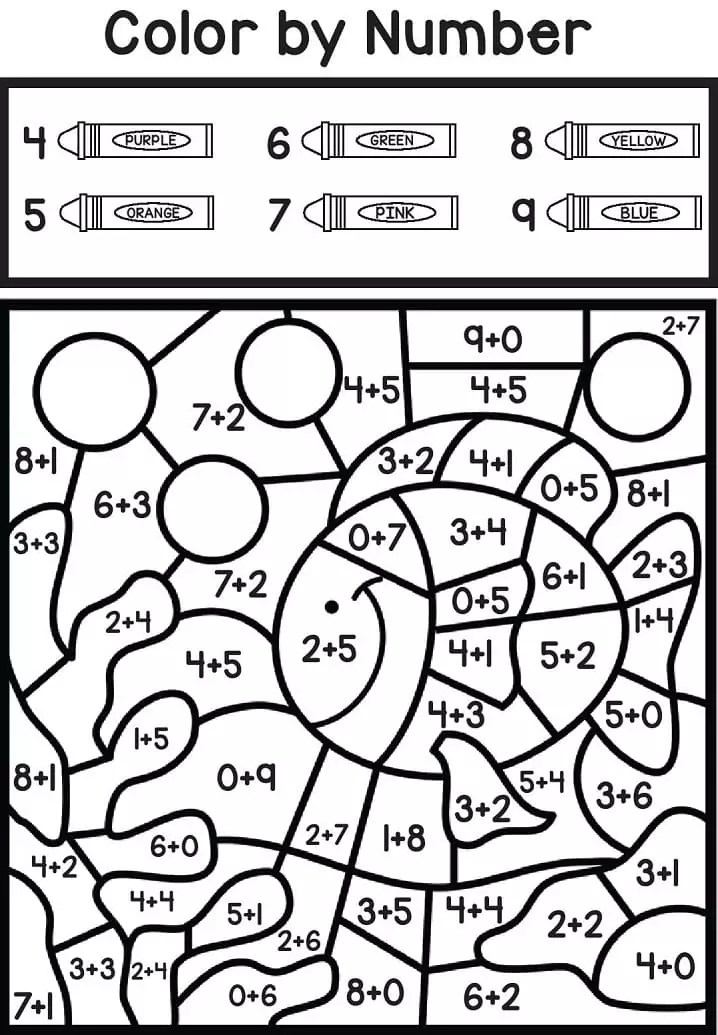 Addition Color by Number Coloring Page