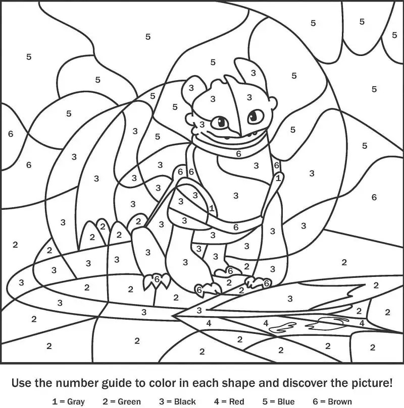Dragon Color By Number Coloring Page