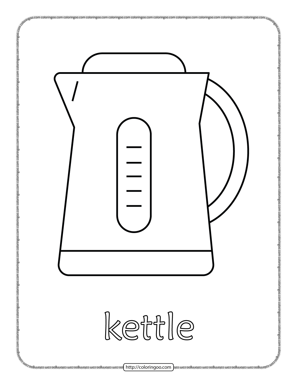 Printable Kettle Coloring Page Book PDF