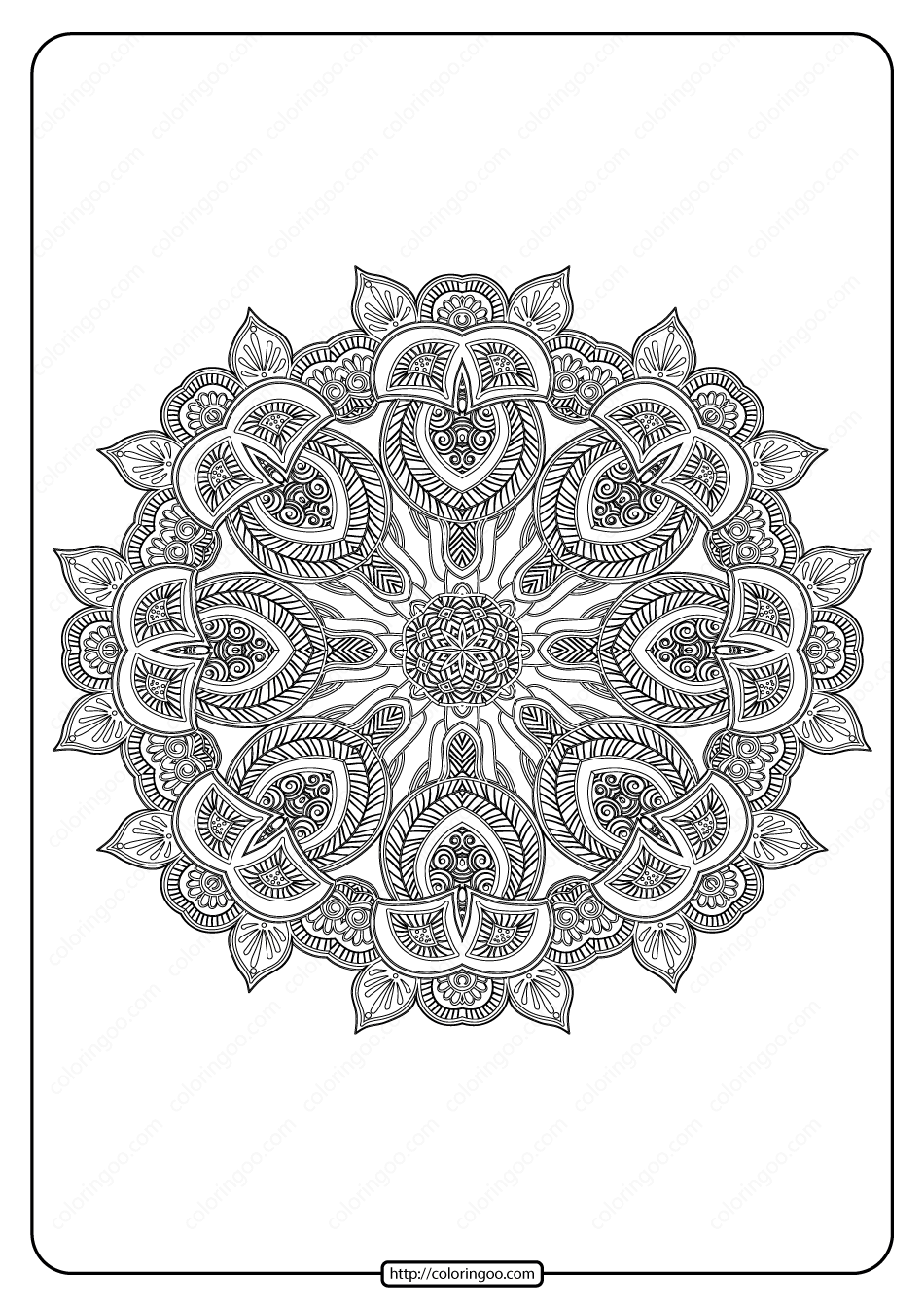 Free Printable Mandala Pattern Coloring Page 52