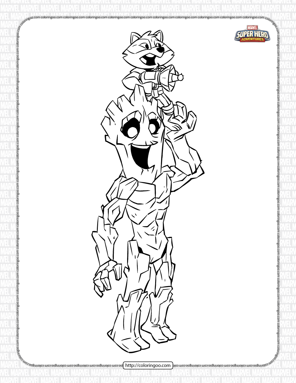 Marvel Rocket And Groot Pdf Coloring Pages