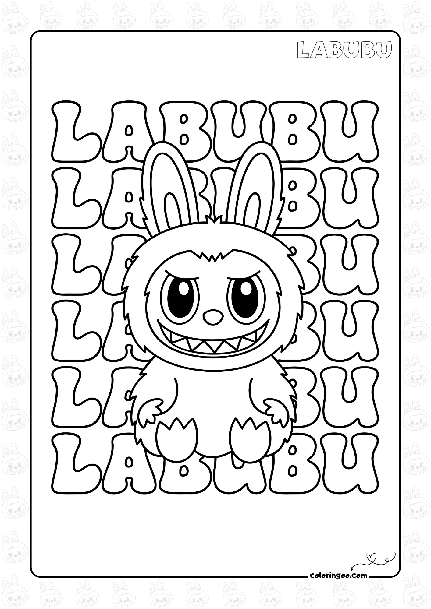Free Printable Cute Plush Labubu Coloring Pages