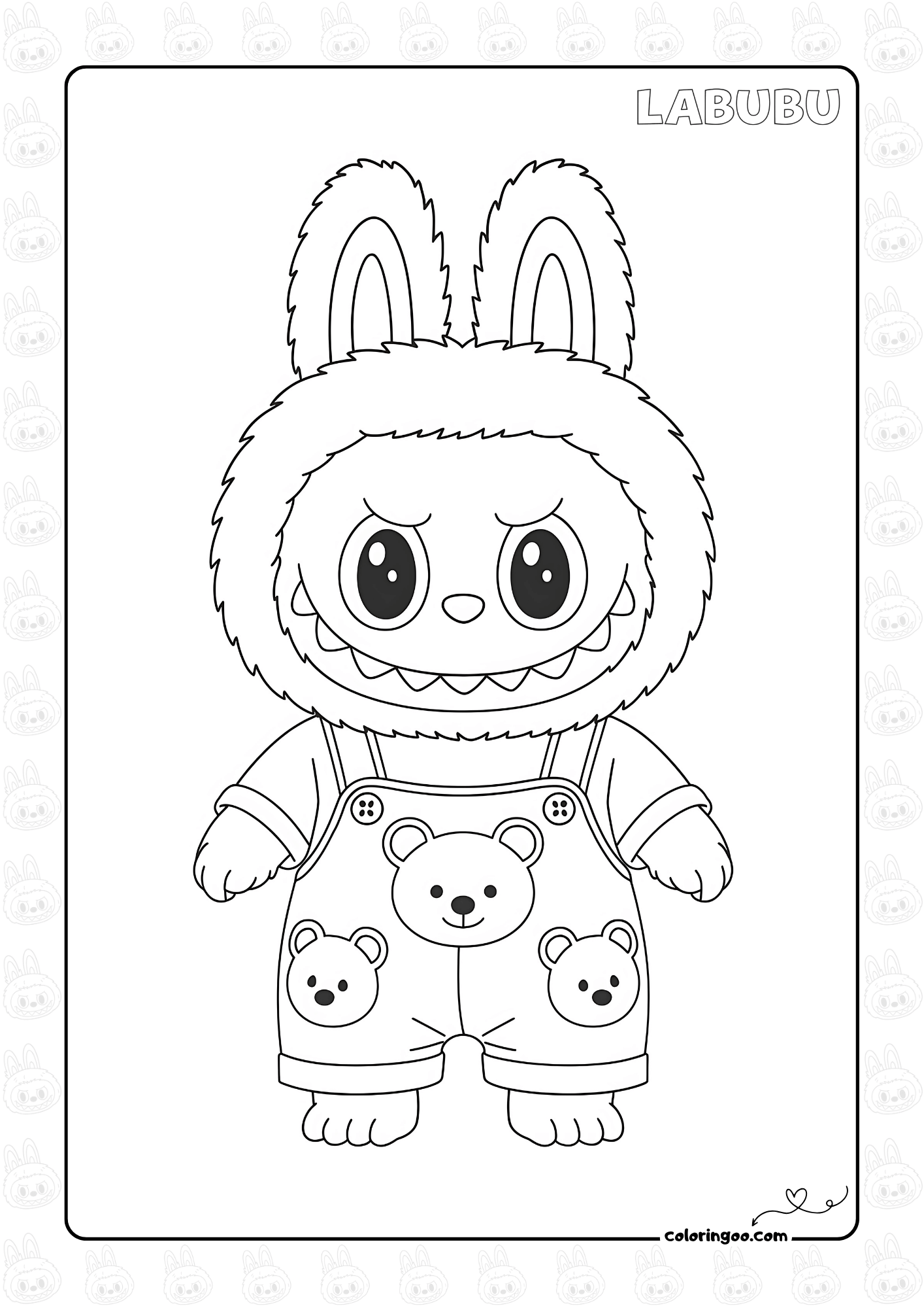 Free Printable Labubu Loves Animals Coloring Pages