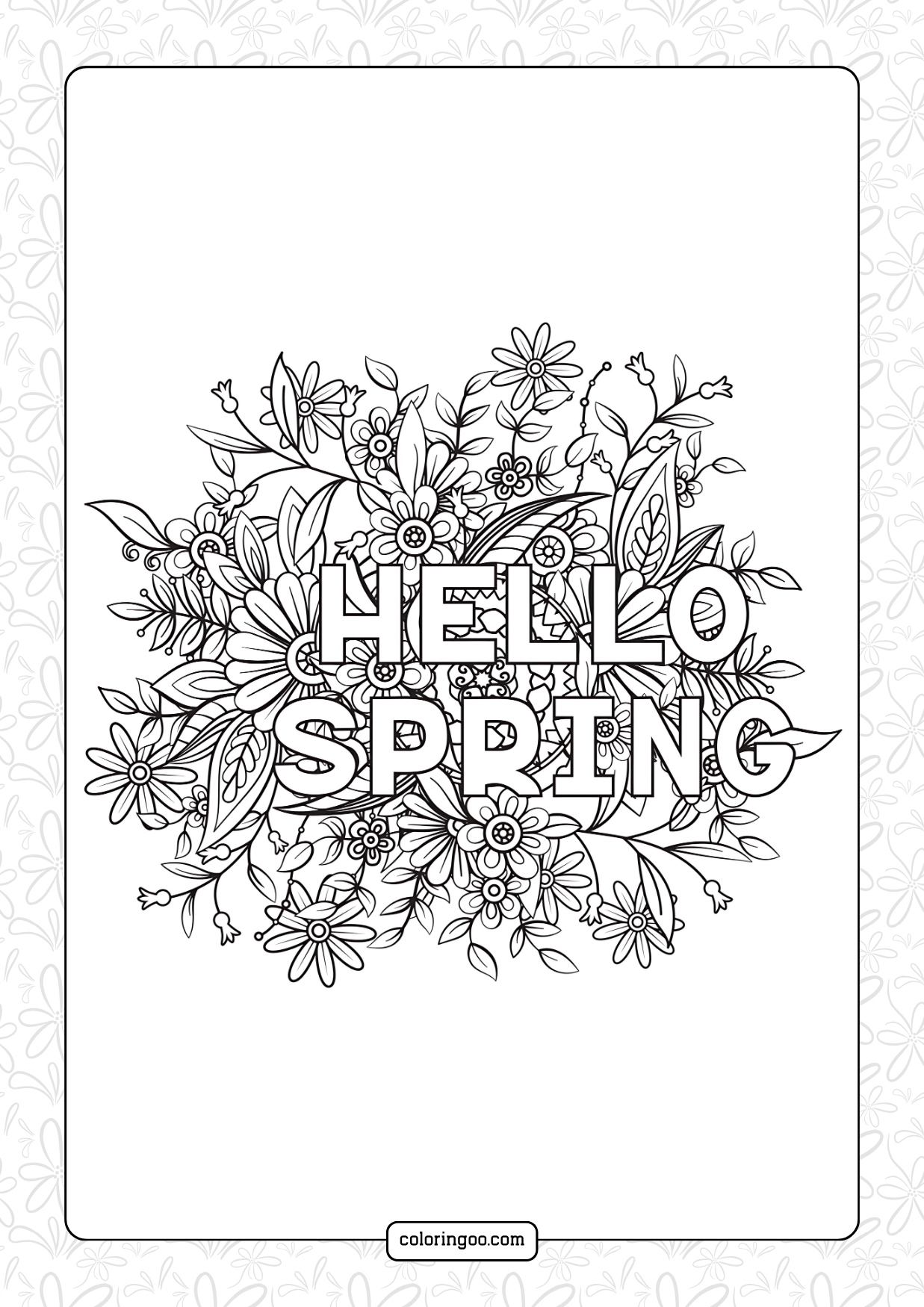 Hello Spring Coloring Page