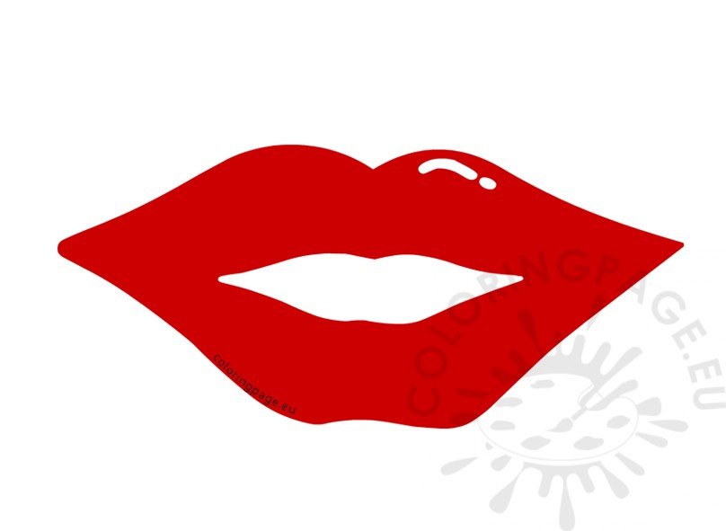 Red Lip Props Valentine Day Photo Booth Props Coloring Page