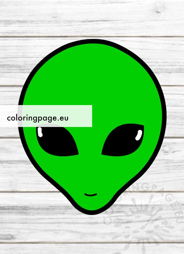 Green Alien Head to Print and Cut Out Coloring Page