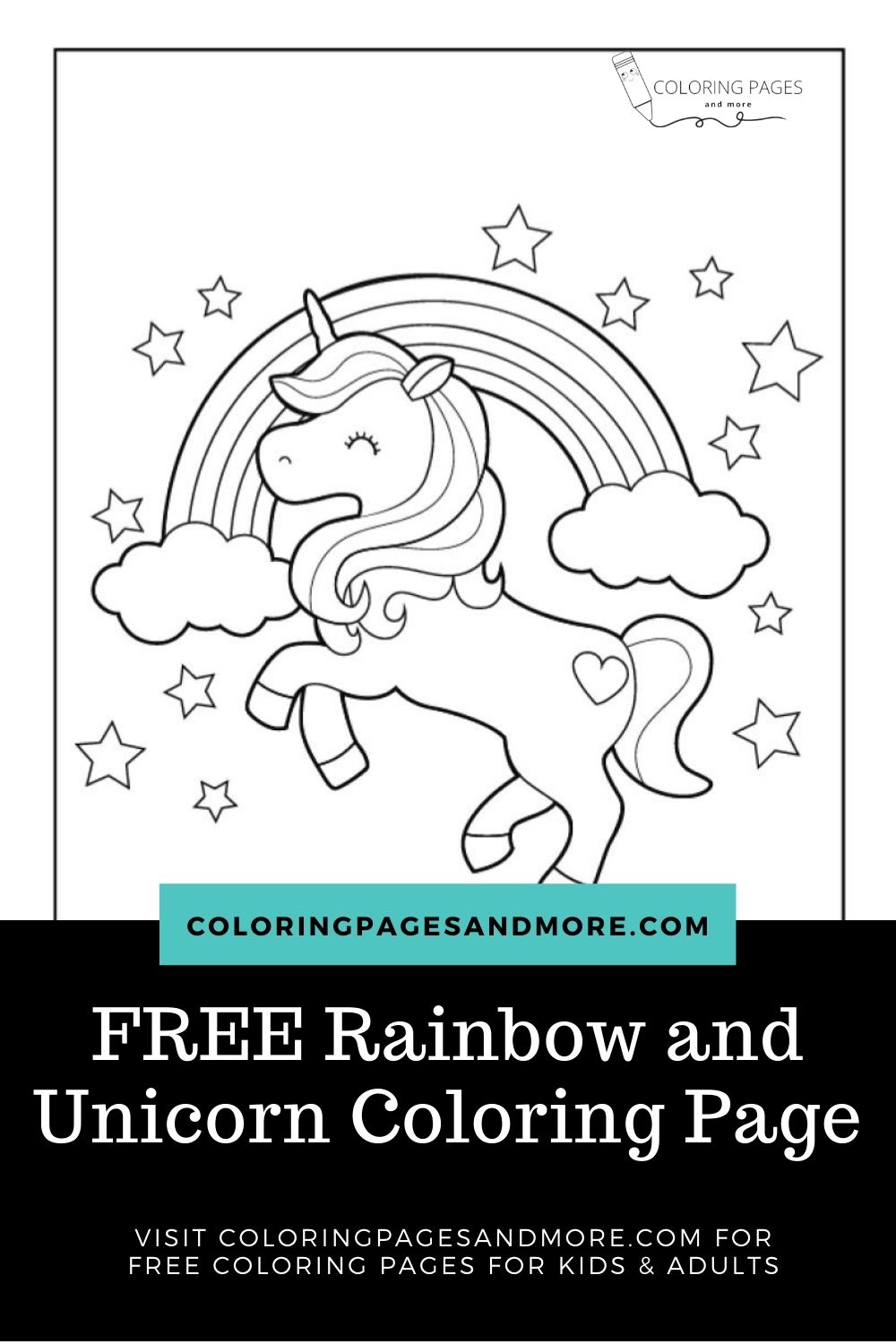 Rainbow and Unicorn Coloring Page - Coloring Pages and More