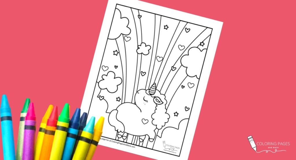 Rainbows and Hearts Unicorn Coloring Page Coloring Pages and More